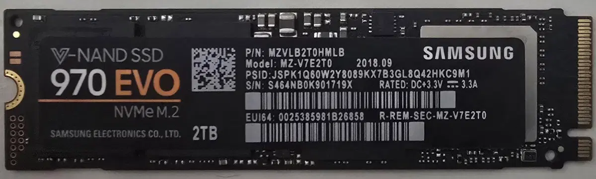 삼성SSD 970EVO M.2 2TB(NVMe)  팝니다.